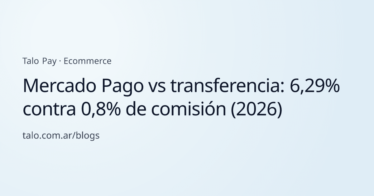 Mercado Pago vs transferencia: 6,29% contra 0,8% de comisión (2026)